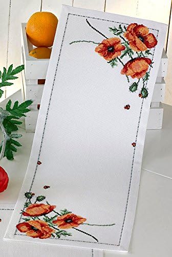 Permin Poppy Table Runner Cross Stitch Kit