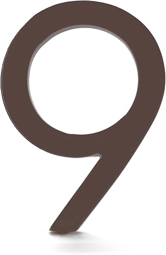 Número de casa moderno de 6 pulgadas, número de casa flotante, fácil de instalar (9, cobre antiguo)