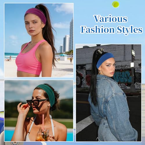 Image of YARIEW 6Pcs Headbands Paisley Bandanas Head Bands Sweat Band Hair Wrap Headwrap Fashion Boho Wide Thick Workout Yoga Elastic Headbands Mens Cooling Running Sports Headband Sweatbands for Women and Men