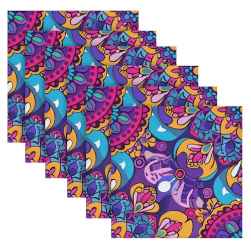 Servilletas de tela multicolor pack x6 20x20 pulg miniatura 2