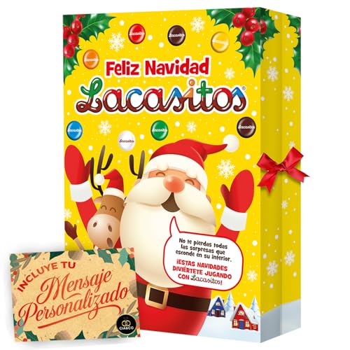 Calendarios de adviento de chocolate 65 Calendario de Adviento Lacasitos Formato Libro 2025 · Con 24 Chocolates Variados y Pasatiempos Navideños · Incluye Tarjeta Personalizable Cia&Co · Edición XXL 296 g · Regalo Ideal para Niños