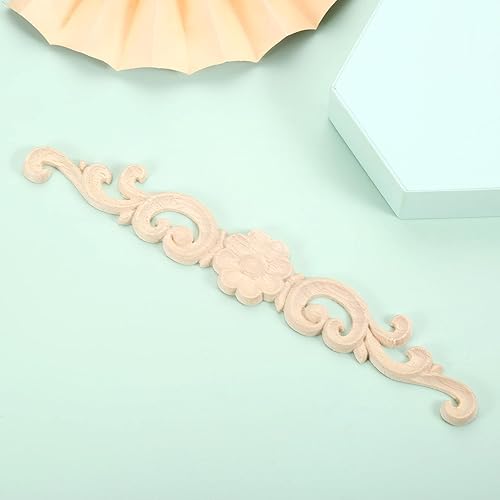 Miniatura 8 de MUXSAM Apliques de madera decorativos tallados, calcomanías largas de madera para decoración de muebles, tallas de roseta para puerta, gabinete,