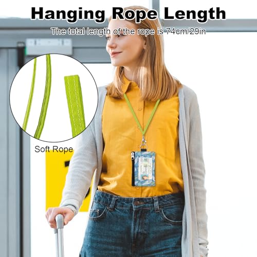 Image of Minimalist RFID Wallet with Lanyard, Multi-functional ID Case with 2 Zipper Pockets and Key Chain for Men and Women, Tactical Badge Pouch Cards Holder, Coin Purse for Travel Sports - Two-Tone