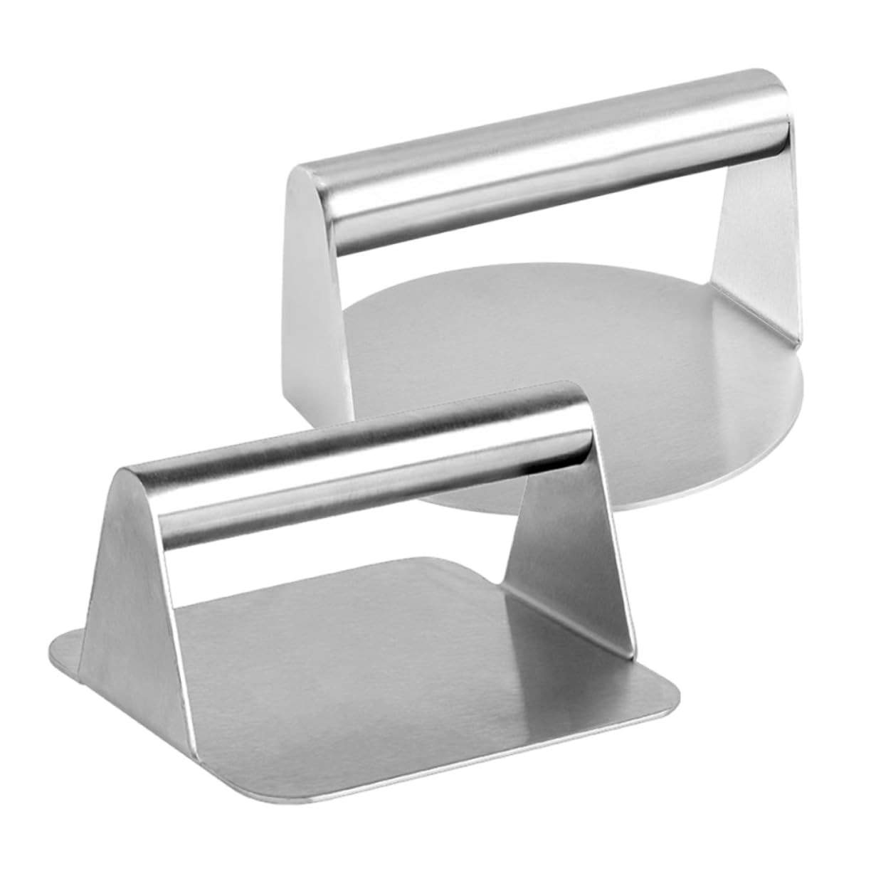 OFFSCH 2Pcs Stainless Steel Burger Patty Maker Heavy Duty Round Square Burger Press for Kitchen Tool for Griddle Cooking and Meat Preparation