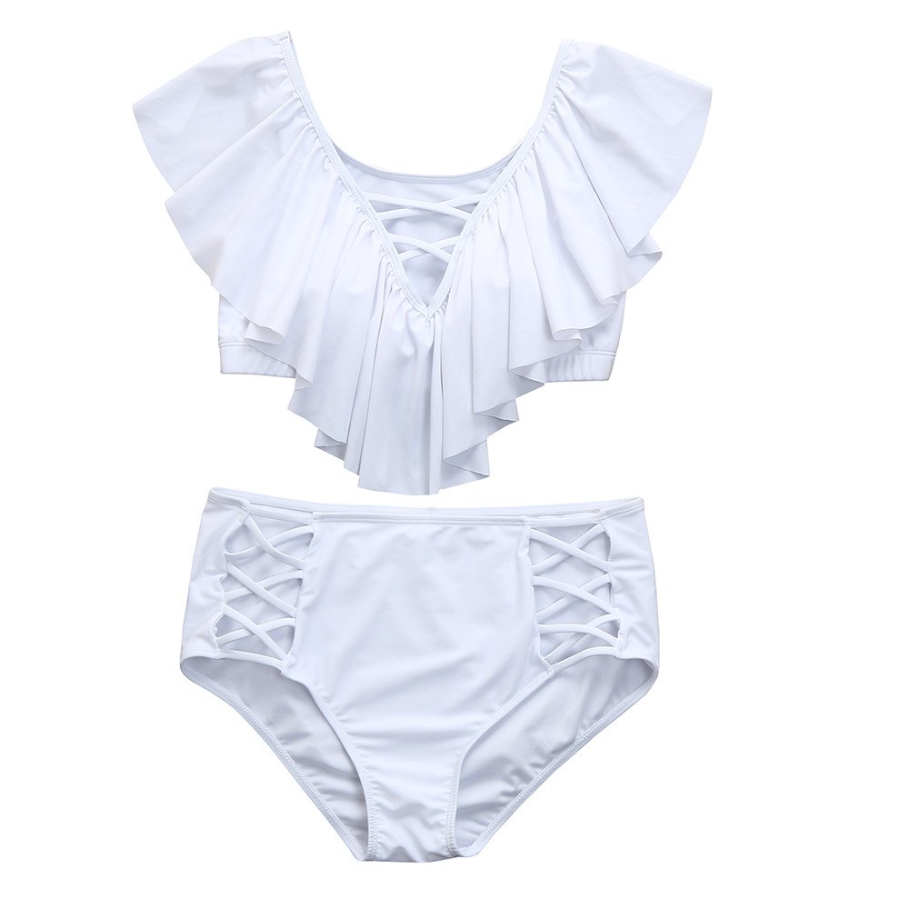 HYIRI 2019 New One Piece Bathing Suit,Women's Tummy Control Plus Size Swimwear Vintage Off Shoulder Flounce Swimsuits