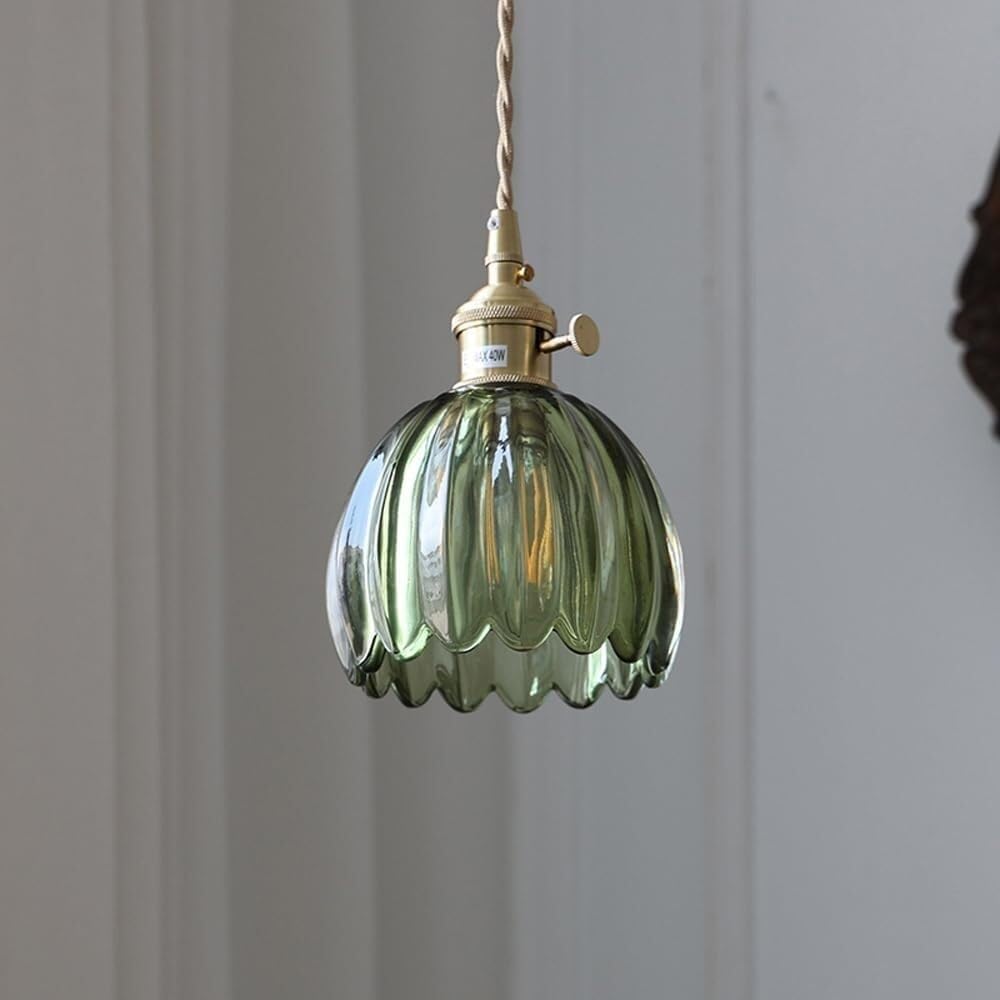 Lampa wisząca w stylu vintage, szklana lampa wisząca z uchwytem z mosiądzu i przełącznikiem obrotowym, lampa sufitowa na wyspę kuchenną (szary