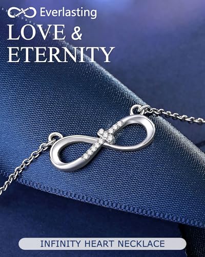UNGENT THEM Love is Forever Infinity Cross Necklace for Granddaughter Daughter Birthday Christmas Valentines Religious Easter Gifts3