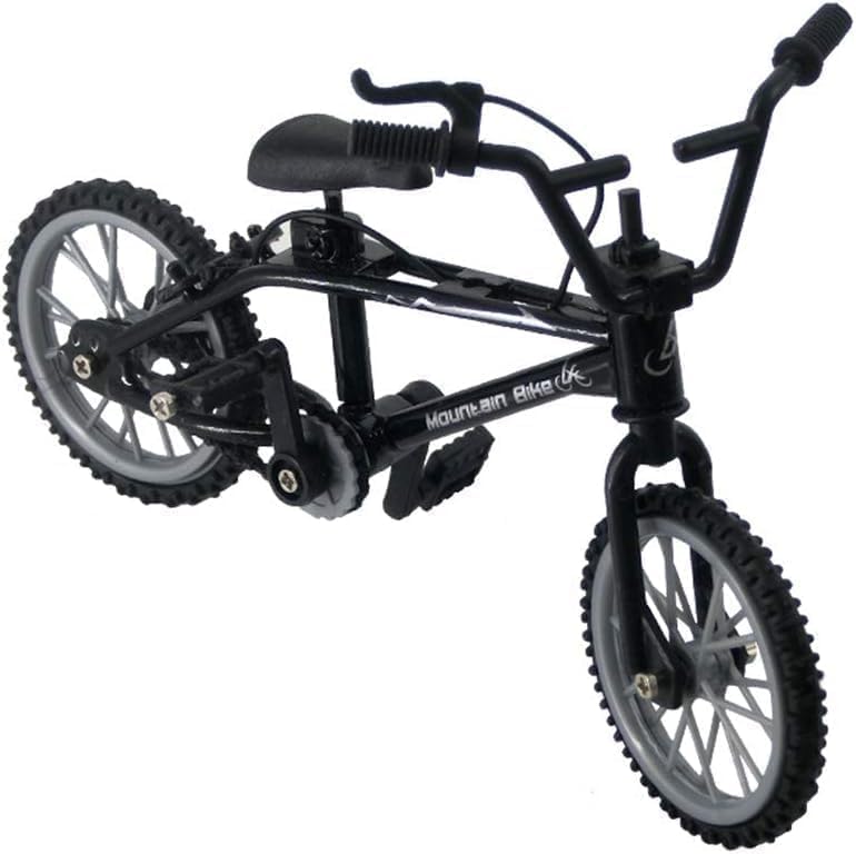 Black 1/18 Diecast Bike Action Figure Toy,Mini Finger Mountain Bike Bicycle Art Crafts Desktop Decor Finger Bikes
