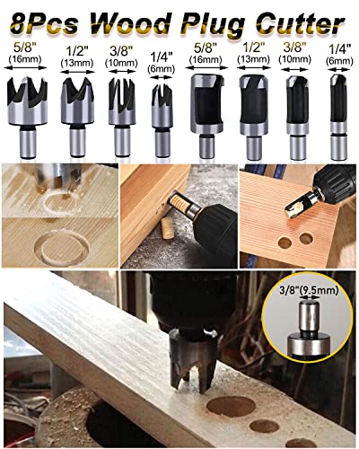 Rocaris 32 Pack Woodworking Chamfer Drilling Tools, Including Countersink Drill Bits, L-Wrench, Wood Plug Cutter, Step Drill Bit, Center Punch, Cutting Twist Drill Bits #TOP3