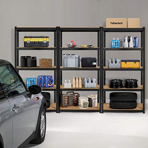 Yaheetech Estantería Metálica Almacenaje 180x90x45cm Estanteria Garaje Baldas Estante de Cargas Pesadas para Taller Trastero Bricolaje Color Negro - imagen 4