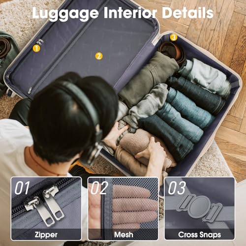 3 Piece Hardside Luggage Set with Lock - 20", 24", 28" Expandable Suitcase Set for Travel4