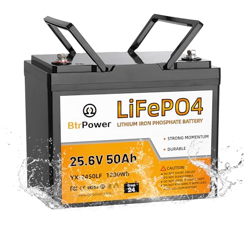 Image of 24V 50Ah LiFePO4 Lithium Battery, Low-Temp Cutoff Protection, 24 Volt 50Ah Group24 Lithium Battery Built-in 50A Smart BMS, 1280Wh for Trolling Motor, Marine, Camping and Home Storage