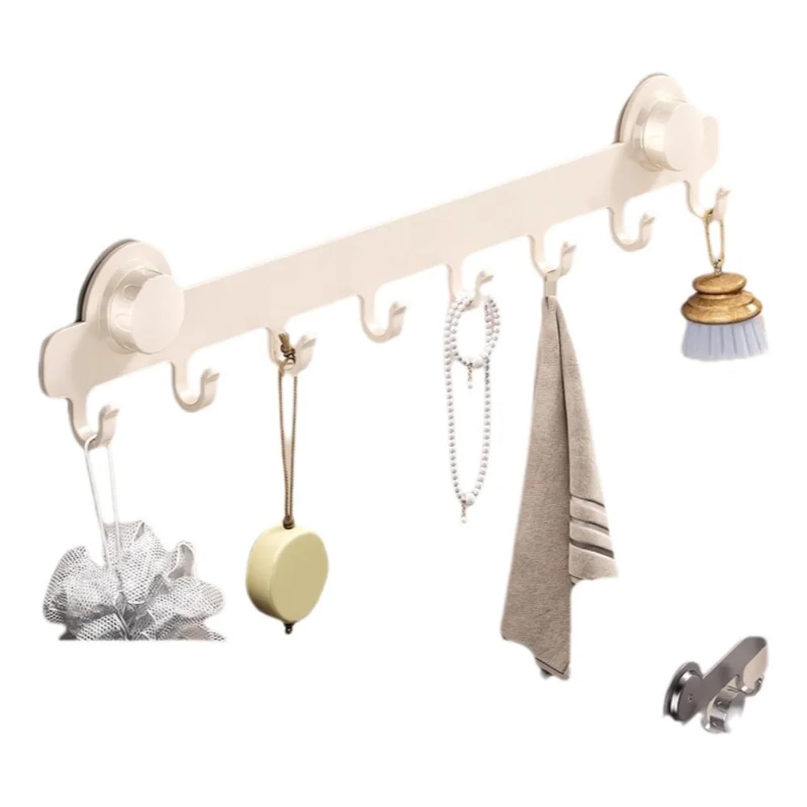 Ryqzhhy White 8 Hook Coat Hooks Suction Wall Hook Rack Waterproof Household Storage Hanger(White 8 Hook)