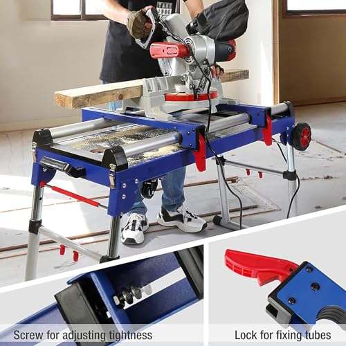 Soporte para sierra ingletadora, banco de trabajo, andamios, plataforma, con altura ajustable, mesa de trabajo plegable desmontable para reparación de mampostería