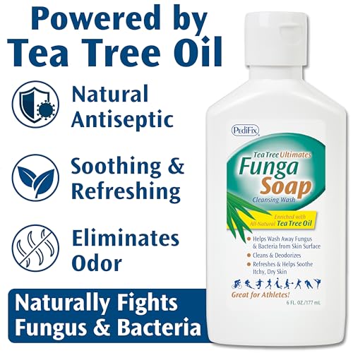 pedifix fungasoap tea tree cleansing wash  antifungal body wash amp foot soap  all-natural tea tree oil cleanser for athletes foot ringworm jock itch body odor amp fungus - 6 fl oz