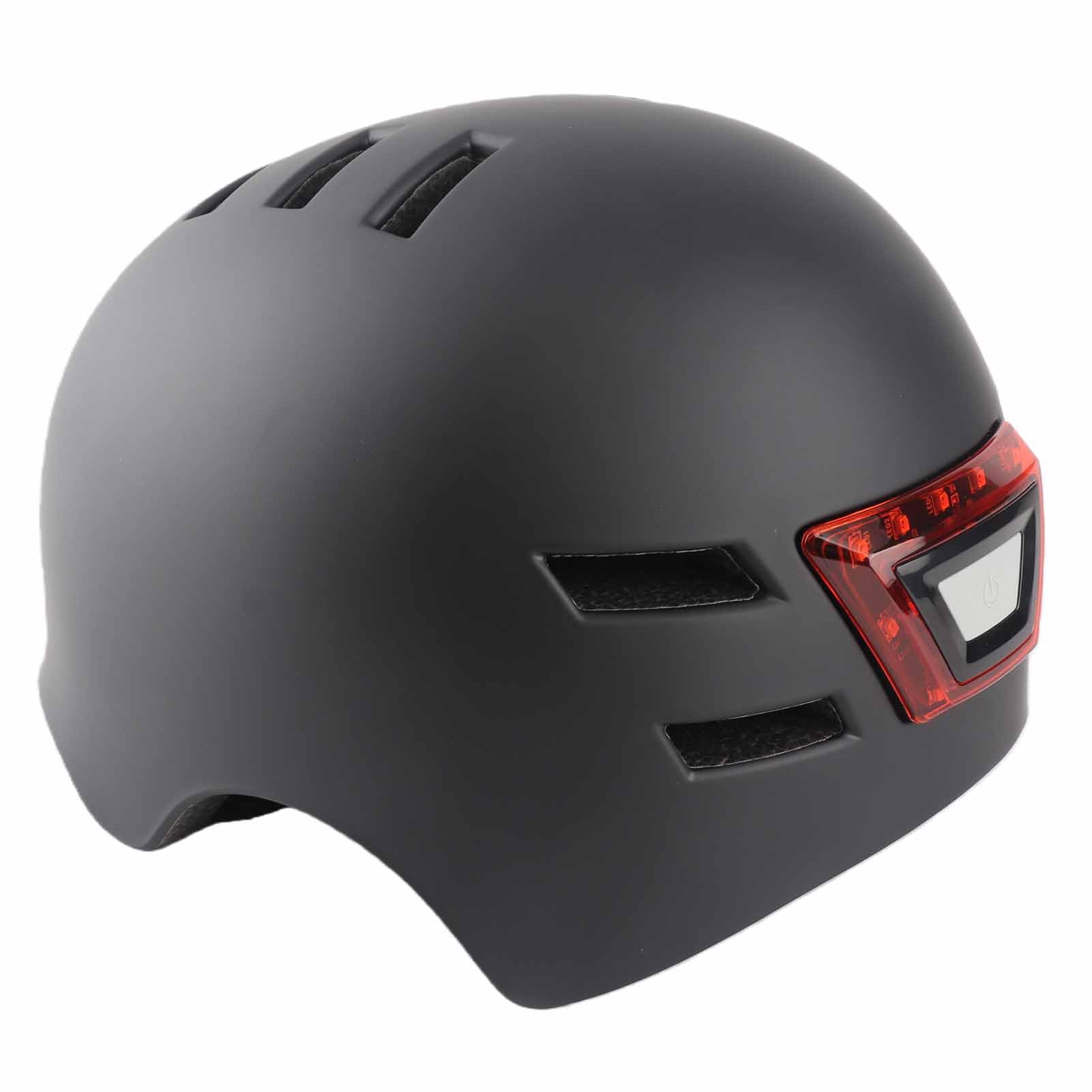 Keenso Casco da Bici con Luce LED Ricaricabile USB PC Shell EPS Liner Casco da Ciclismo con 12 Prese d'aria 750mAh Taglia M Regolabile per Guida Notturna Scooter Adulti (BLACK #39)