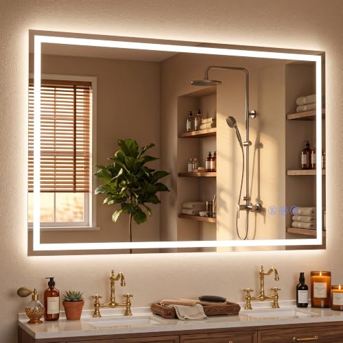 Bimno LED Bathroom Mirror with Lights, 55"x30" Wall-Mounted Vanity Mirrors by Bimno - Used condition - US$60.52