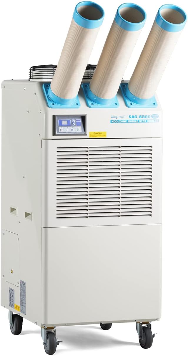 Uninex SAC6500 Indoor/Outdoor KOOLZONE Mobile Spot Cooler with Triple Duct, Industrial Grade, Oscillating Function, 22,184-BTU, R410A Refrigerant