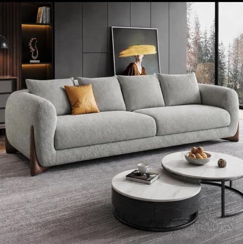 Image of Classic 3+1= 4 Seater with Footrest Seater Sofa Set Luxury Chesterfield Modern Fahionalable Sleeper Sofa for Living Room, Dining Room, (Three Seater Light Grey)