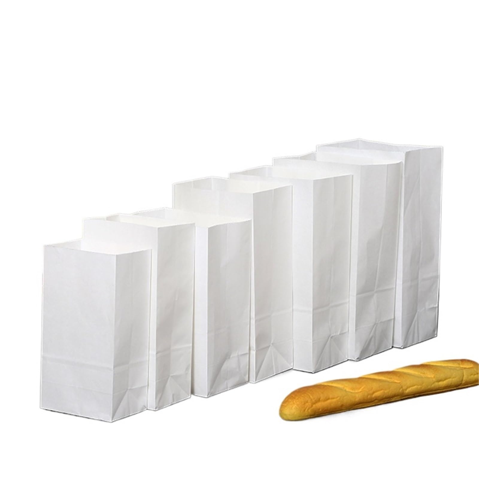 Paper Lunch Bags 100Pcs Kraft Paper Bags Biscuit Candy Baking Sandwich Bread Bag Recyclable Takeaway Wedding Gift(White,30x15.5x10)