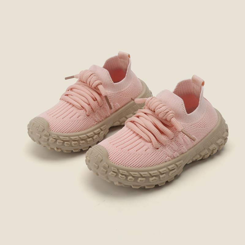 Kids Knit Athletic Sneakers, Slip-on Running Shoes, Black with Beige Sole2