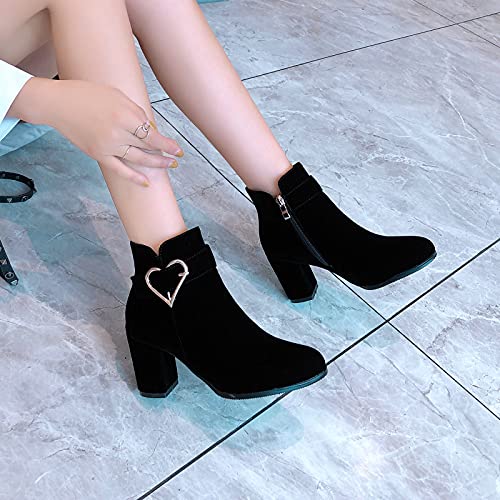Block Heel Ankle Boots with Fashion High-Heeled for Women4