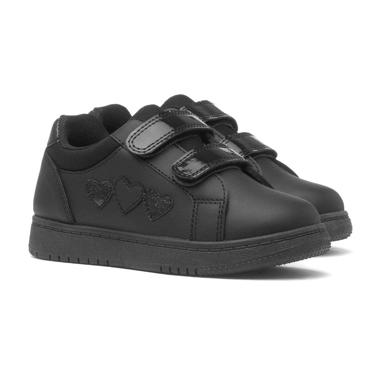 XL Kids Black Double Easy Fasten Heart Trainer — view 7