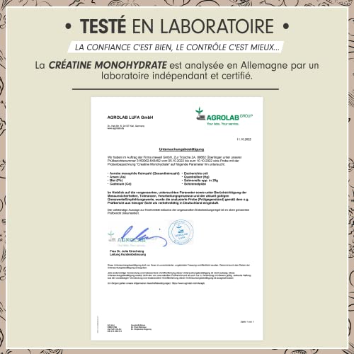 Créatine Monohydrate Poudre 500g - créatine monohydrate pure de qualité micronisée - haut dosage efficace, optimal pour l‘entraînement de force, 100% végétalien, réserve pour 146 jours – Image 6