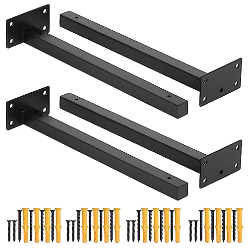 Faankiton 4 Piezas Soporte de Estante Flotante, Soportes de Estantería, Soportes Industriales Negros, Soporte Estanterías de Metal, Escuadras Baldas de Hierro Pared, Capacidad de Carga: 40-60Kg (30CM)