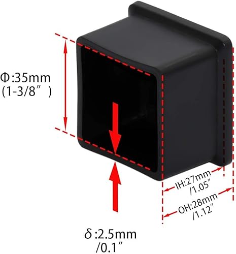 Miniatura 129 de Flyshop 8 tapas para patas de sillas de patio, de PVC, protectores de suelo cuadrados para patas de silla, fundas cuadradas para muebles, 3/4 PVC