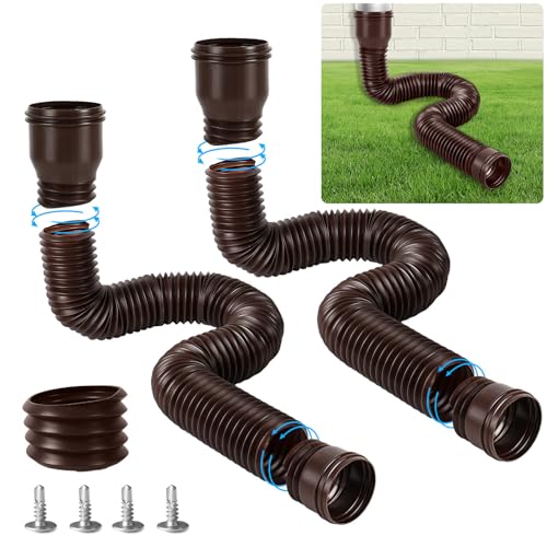 YushengTai Juego de extensión flexible para bajante, flexible, para bajante de 80/100 mm, extensión de canalón extensible de 47 a 300 cm (marrón, 2 unidades)