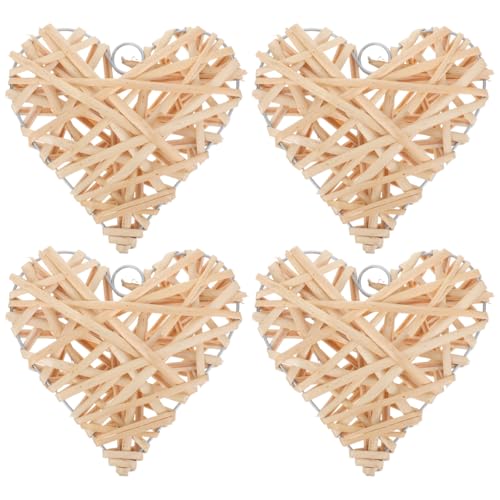 BESPORTBLE Weiden Herz Deko Rattan Bälle Herz Gewebt Anhänger 4pcs 15cm Hängende Wanddeko Fensterschmuck Bar Wohnzimmer Hochzeit Party Dekoration