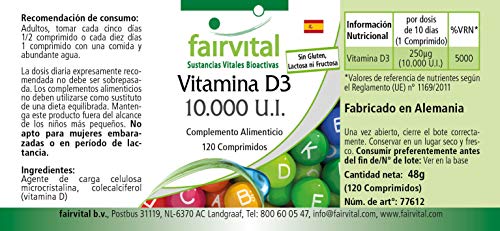 fairvital Vitamin D3 10.000 I.E. Depot, 120 Tabletten, HOCHDOSIERT, Cholecalciferol, nur 1 Tablette alle 10 Tage – Bild 6