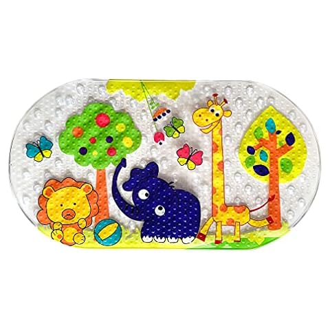 PTAPIPI Bath Tub Mat Shower Mat, 39CM x 69CM Non-Slip Shower Mats with Suction Cups, Machine Washable Bathtub Mat for Bathroom (Forest Zoo) Cover