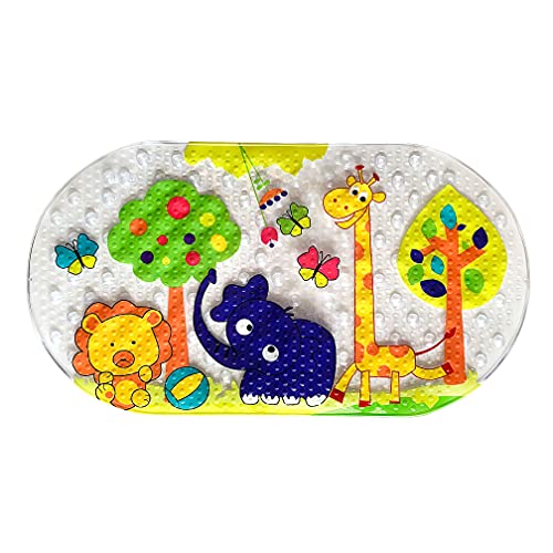 Alfombrilla de Ducha para bañera de PTAPIPI, Alfombrillas de Ducha Antideslizantes de 39 cm x 69 cm con ventosas, Alfombrilla de bañera Lavable a máquina para baño (Forest Zoo)