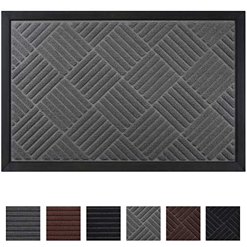 Mibao Felpudo de Entrada,Alfombrilla raspadora para Zapatos de Perfil bajo Alfombrilla de Entrada para Alfombrilla de Piso Exterior para Puerta Delantera 45 cm x 75 cm, Gris