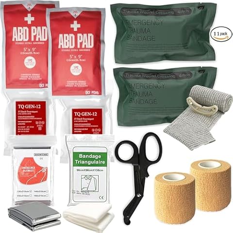 VVIITOP Bleeding Control Pack Feat Med Trauma Kit, Includes 2-Pack ABD PAD,2-Pack Israeli Bandage,Tourniquet,Emergency Blanket,Trauma Shears,Adherent Cohesive Bandagesr (9 Items) Cover