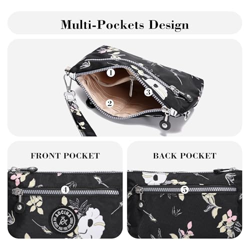 Image of Small Wristlet Wallets for Women Nylon RFID Cross body bag | Cell Phone Purse with Built-In Card Slots for Daily Outings