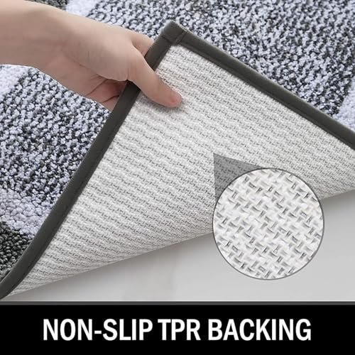 Image of GAVI Home Decor Bath Mat for Bathroom, Anti-Slip Bath mat & Door Mat for Bathroom, Bedroom, Kitchen (60 x 40 CM) (Grey Mar White Border)