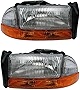 Evan-Fischer Headlight Set Compatible with 1997-2004 Dodge Dakota 1998-2003 Durango Left Driver and Right Passenger Side Halogen With bulb(s)