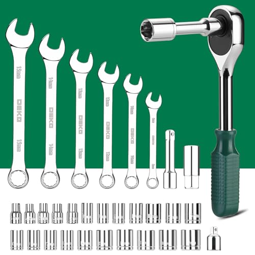 Image of DEKOPRO Tool Set: 228 Piece Home Tool Kit, Household Basic Repair Tool Set Comes with Storage ToolBox, Socket Wrench Set for Car, Hand Tool Box Set for Home - Green