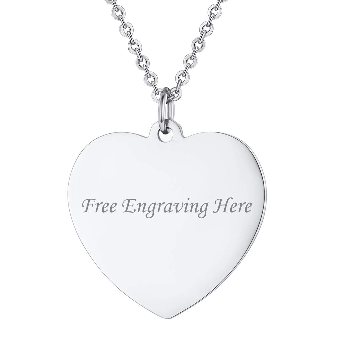 Personalized Dog Tags Necklace with Chain Stainless Steel Text/Image Print Photo Custom Engraving Pendant, Gift for Men Women(Tag/Round/Heart)