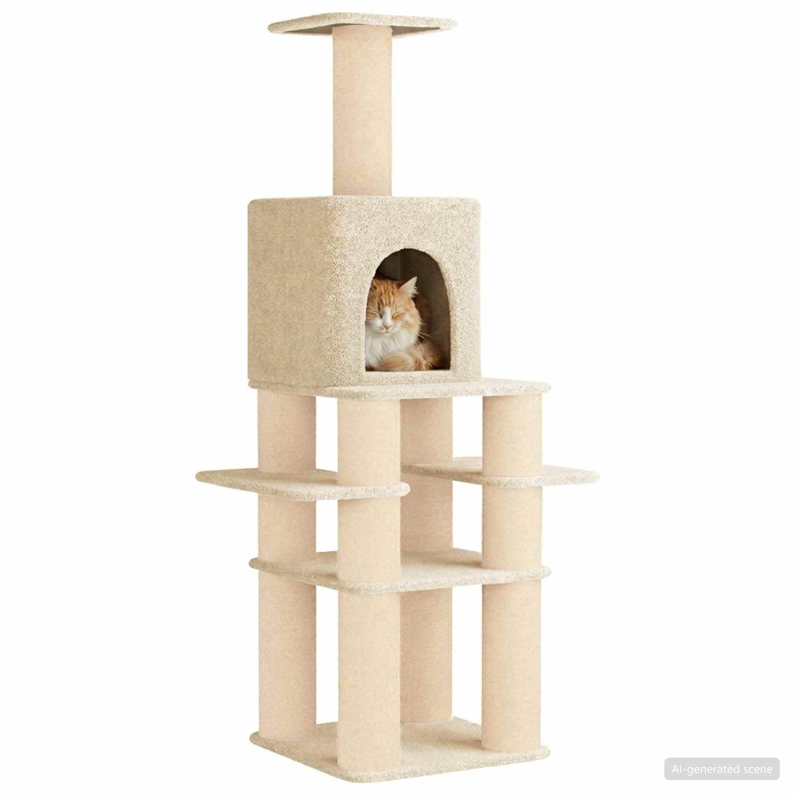 vidaXL Katzennbaum mit Sisal-Kratzsäulen Creme 180 cm