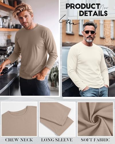 Image of August Alley 4 Pack Men's Big and Tall Cotton Shirts L-7XL, Long Sleeve Oversized Tops Loose Casual Large T-Shirts Basic Tee