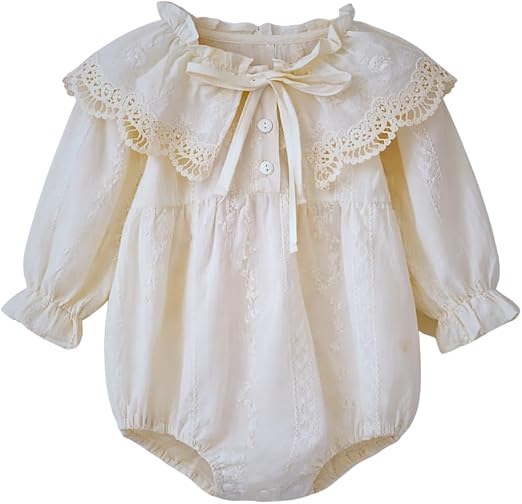 EtikaChange Barboteuse Cérémonie en Coton et Dentelle Vintage