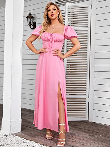 Image of KUTUMAI Women Summer Puff Sleeve Off Shoulder Floral Flowy Long Maxi Dress