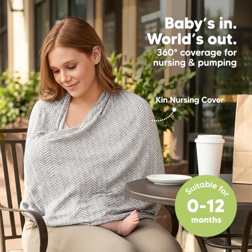 Image of KeaBabies Nursing Cover, Multi Use Breastfeeding Cover (Herringbone) | Fits All Car Seat Cover Canopy, Baby Girl, Boy, Stretchable Breast Feeding Covers for Women, Breathable, Lightweight, Soft