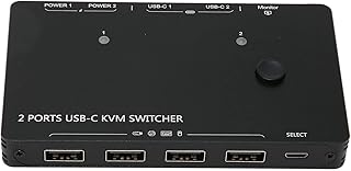 ciciglow USB KVM Switch, 2 Computers Sharing 4 USB Devices 2 In 1 Out KVM Switcher Box, Type C PD 100W 10Gbps 3840x2160 30Hz 60Hz HD KVM Switcher for Printer Mouse Keyboard