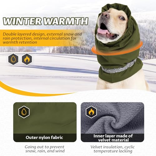 Hundehaube Wintermütze Ohrenschützer, Beruhigende Ohrenschützer, Ohrenschützer für Hunde, Wasserdicht Hündohr Muffs, Schneefest, Regenfest und Kältefest Haustier Warme Ohrenschützer (Armeegrün, M)