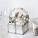 Kenley Galvanized Tin Caddy - Utensil Holder Organizer for Kids & Art Supplies, Kitchen Silverware, Napkins, Flatware, Condiments - Farmhouse Vintage Rustic Décor Picnic Tray with Handles & Metal Bins